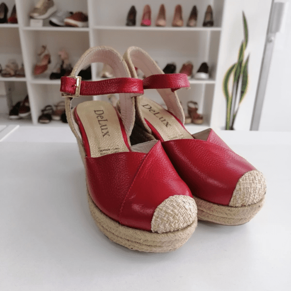 Sandalias con tacón de cuña, 100% Cuero - Imagen 2