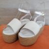 Sandalia Blanca, tacón plataforma en yute , 100% Cuero - Imagen 2
