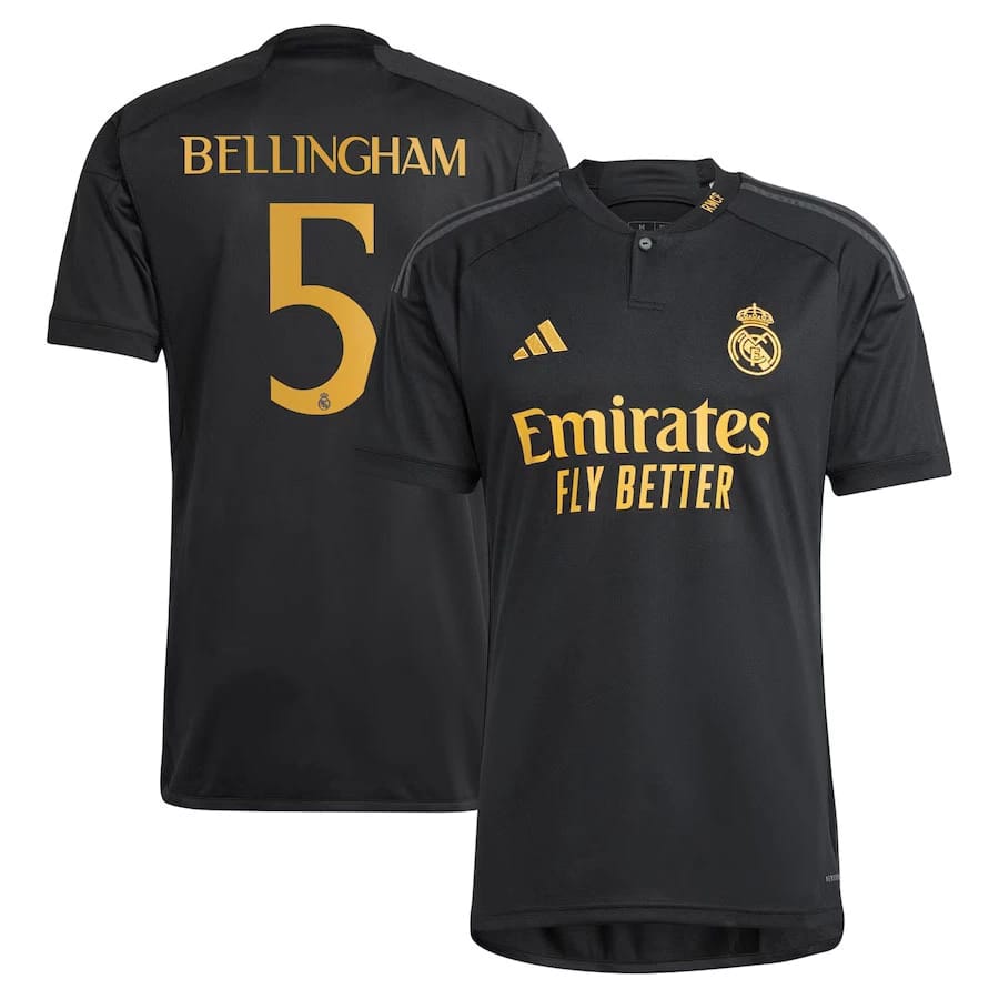 Camisa del real madrid color negra bellingham delux calzado y accesorios