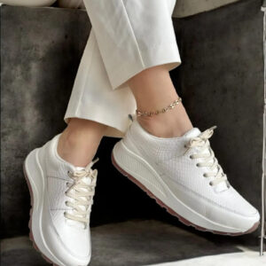 Tenis Blanco Talco Cuero Cordón