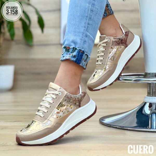 Tenis Beige Print 100%Cuero