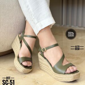 Sandalia Cuero Verde Oliva