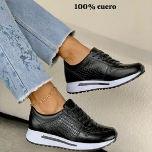 Tenis Negra Cuero, Cordón